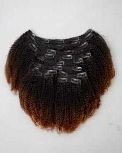 Ombre Full Head Set Kinky Clip-in Extensions (4b/4c)